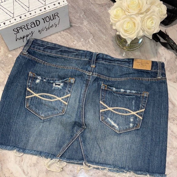 Abercrombie & Fitch Denim Distressed Mini Jean Skirt - Picture 7 of 9